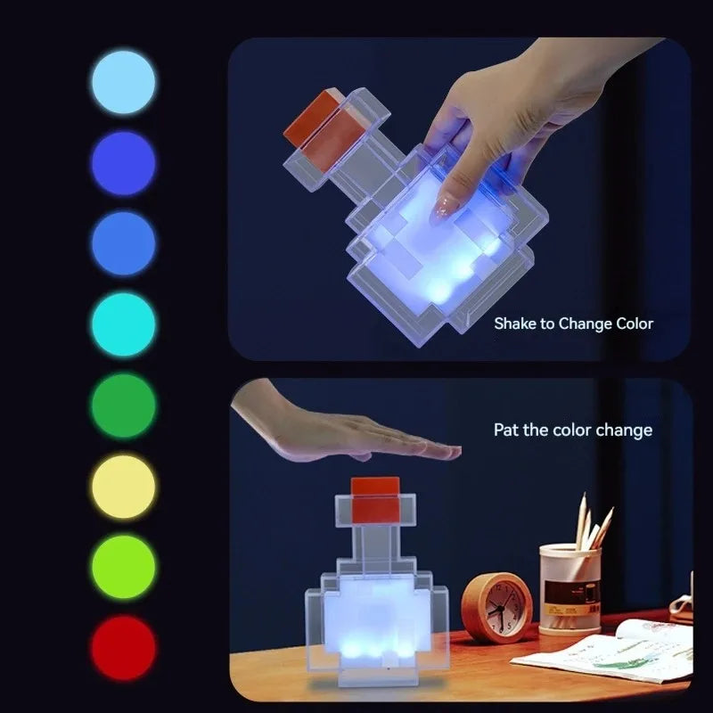Mini MC Game Night Light Change Color Liquid Medicine Bottle Model Type C Rechargeable Game Room Atmosphere Decoration Toy Gift